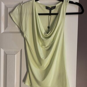 BCBGMaxAzria Light Green Draped Blouse